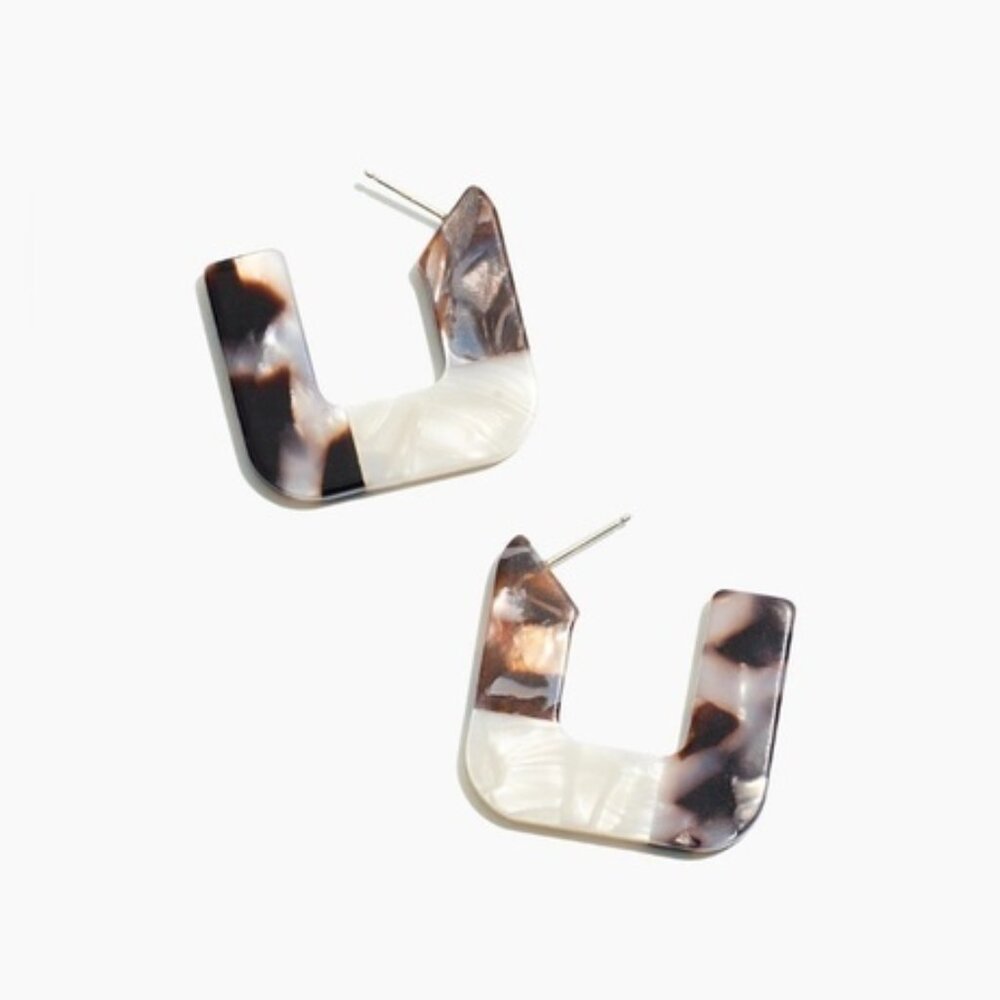 Madewell Resin Colorblock Square Hoop Earrings